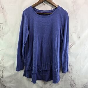 Soft Surroundings T Shirt Womens Small Purple Long Sleeve Layered Tiered Ruffle